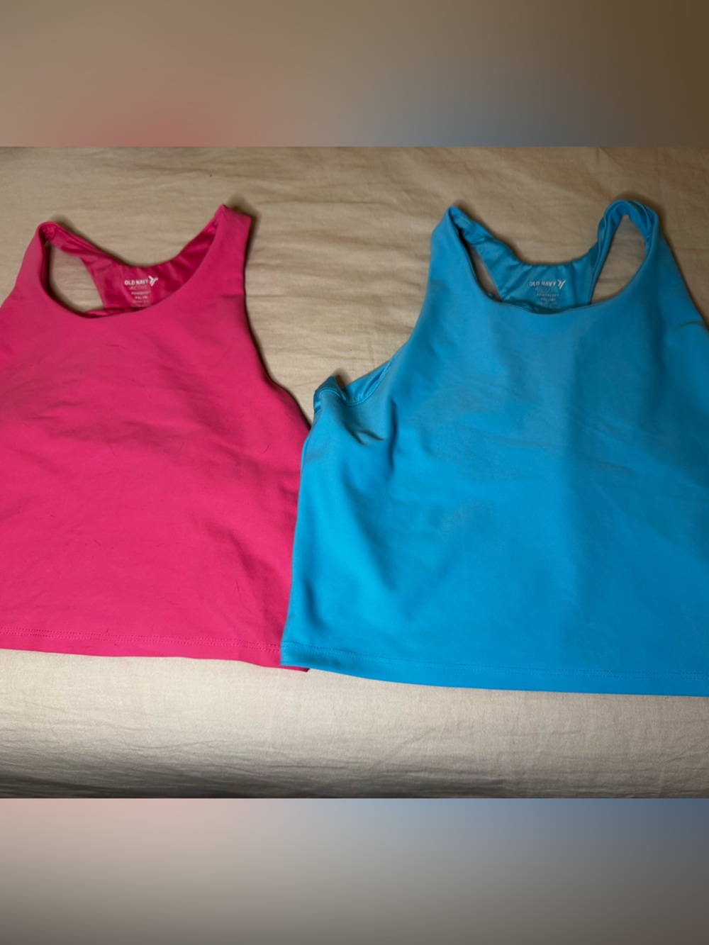 EUC OLD NAVY Pink Blue Racerback Sports Bra Tank Tops Set Small 18